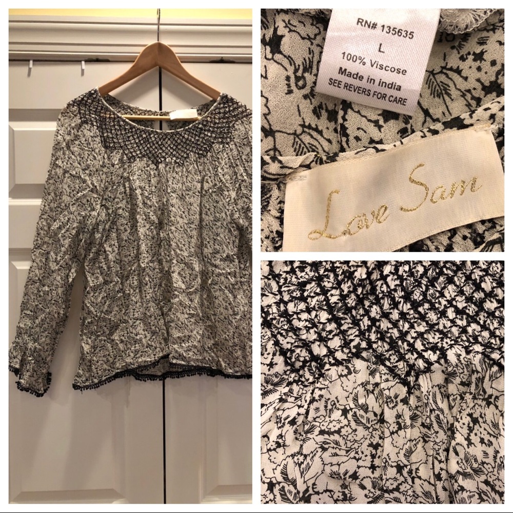 Love Sam washed-crepe long sleeve blouse